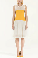 Yellow File woven  knit  dress  28005