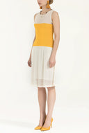 Yellow File woven  knit  dress  28005