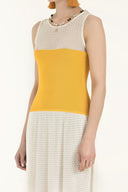 Yellow File woven  knit  dress  28005