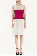 Fuchsia File woven  knit  dress  28005