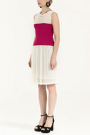 Fuchsia File woven  knit  dress  28005