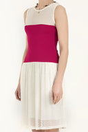 Fuchsia File woven  knit  dress  28005
