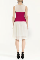 Fuchsia File woven  knit  dress  28005