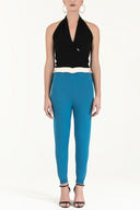 Light Blue Wrapped knitwear jumpsuit 28011