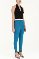 Light Blue Wrapped knitwear jumpsuit 28011