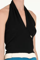 Light Blue Wrapped knitwear jumpsuit 28011