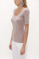 Mink Crystal  gem  woven  blouse  18887