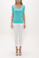 Mint Crystal  gem  woven  blouse  18887