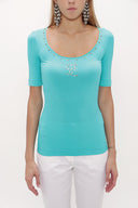 Mint Crystal  gem  woven  blouse  18887