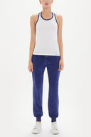 White Navy Blue Knitted cotton tanktop 18914