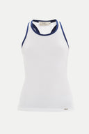 White Navy Blue Knitted cotton tanktop 18914