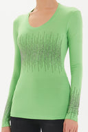 Green Crystal gem knitwear blouse 18957