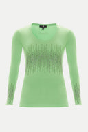 Green Crystal gem knitwear blouse 18957