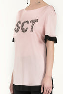 Pink Strappy  wide cut woven  blouse  18991