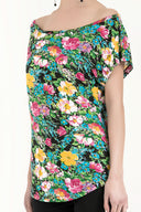 Black Patterned wide cut blouse 19009