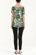 Black Patterned wide cut blouse 19009