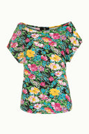 Black Patterned wide cut blouse 19009