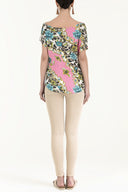 Pink Patterned wide cut blouse 19009