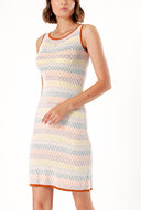 Ecru STRIPED KNITWEAR DRESS 28249