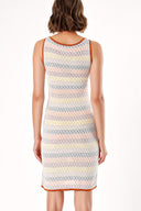 Ecru STRIPED KNITWEAR DRESS 28249