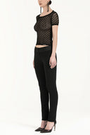 Black Jacquard woven tricot  blouse  28250