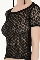 Black Jacquard woven tricot  blouse  28250
