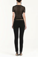 Black Jacquard woven tricot  blouse  28250