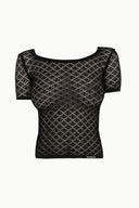Black Jacquard woven tricot  blouse  28250