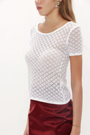 White Jacquard woven tricot  blouse  28250