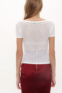 White Jacquard woven tricot  blouse  28250
