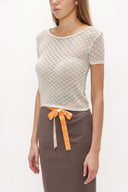Stone Jacquard woven tricot  blouse  28250