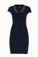 Navy Blue Crystal  gem  knit  dress  28292