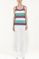 Purple Striped  sleeveless tricot  blouse  28411