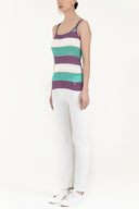 Purple Striped  sleeveless tricot  blouse  28411