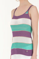 Purple Striped  sleeveless tricot  blouse  28411