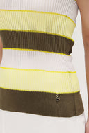Khaki Striped  sleeveless tricot  blouse  28411