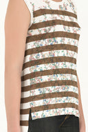 Ecru Strappy   sleeveless tricot  blouse  28445