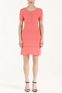 Coral Button front  knit  dress  28480