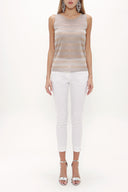 Beige Gem  sleeveless tricot  blouse  28484