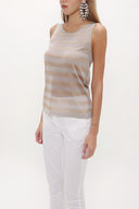 Beige Gem  sleeveless tricot  blouse  28484