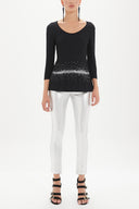 Black Knitwear top with gem details on the waist 28487