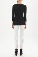 Black Knitwear top with gem details on the waist 28487