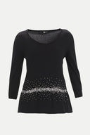Black Knitwear top with gem details on the waist 28487