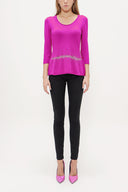 Fuchsia Knitwear top with gem details on the waist 28487