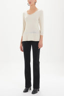 Ecru Knitwear top with gem details on the waist 28487