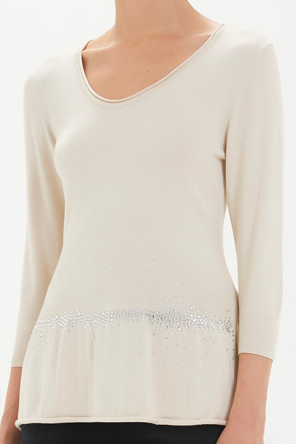 Beli Taşlı Triko Bluz 28487