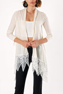 Ecru LACE DETAILED KNITWEAR CARDIGAN 28622