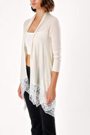 Ecru LACE DETAILED KNITWEAR CARDIGAN 28622