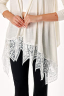 Ecru LACE DETAILED KNITWEAR CARDIGAN 28622