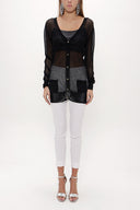 Black Hole woven  knit  cardigan  28645
